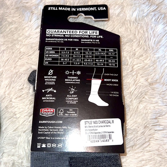 DARN TOUGH HIKE/TREK MERINO WOOL SOCKS - Picture 3 of 3